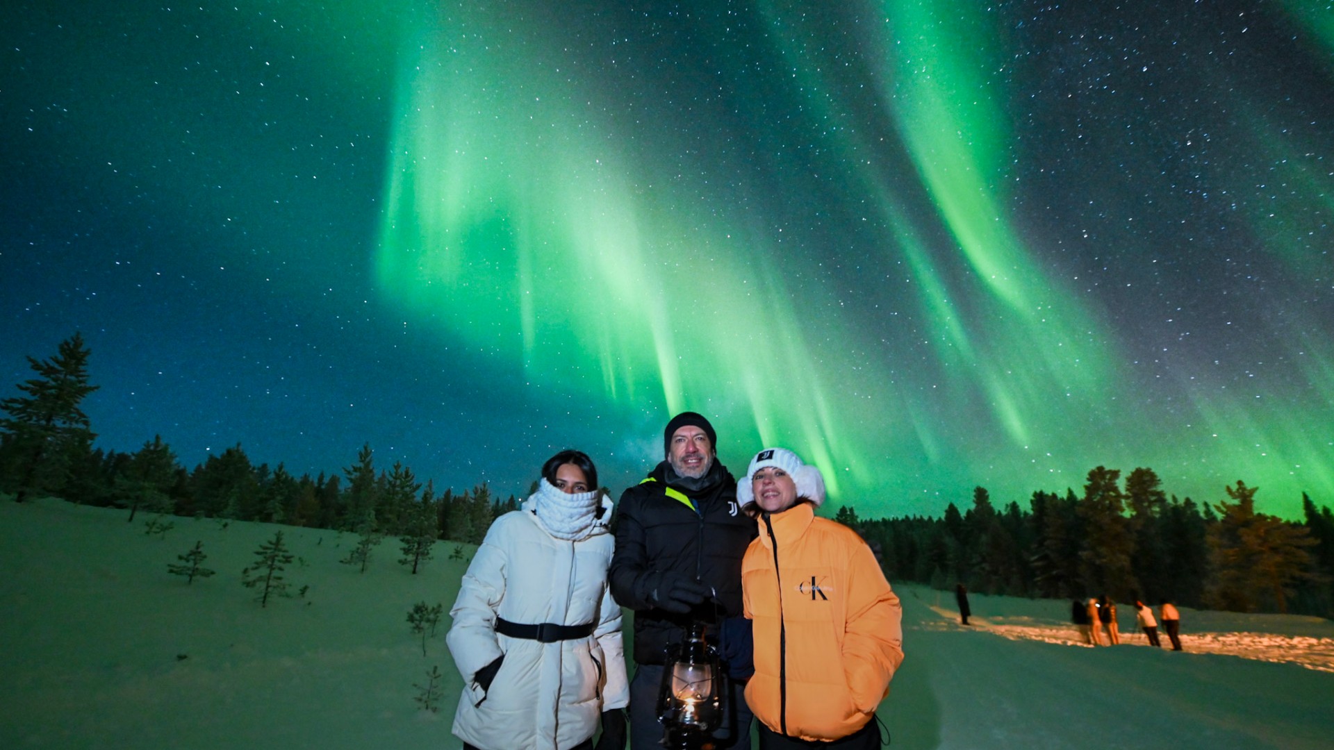 Northern Lights over a forest near Rovaniemi, Finnish Lapland